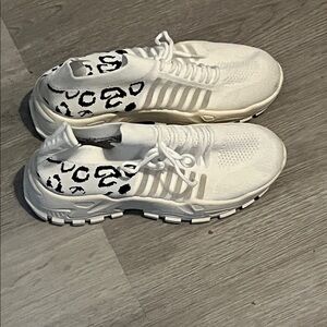 White Sneakers with Leopard Print